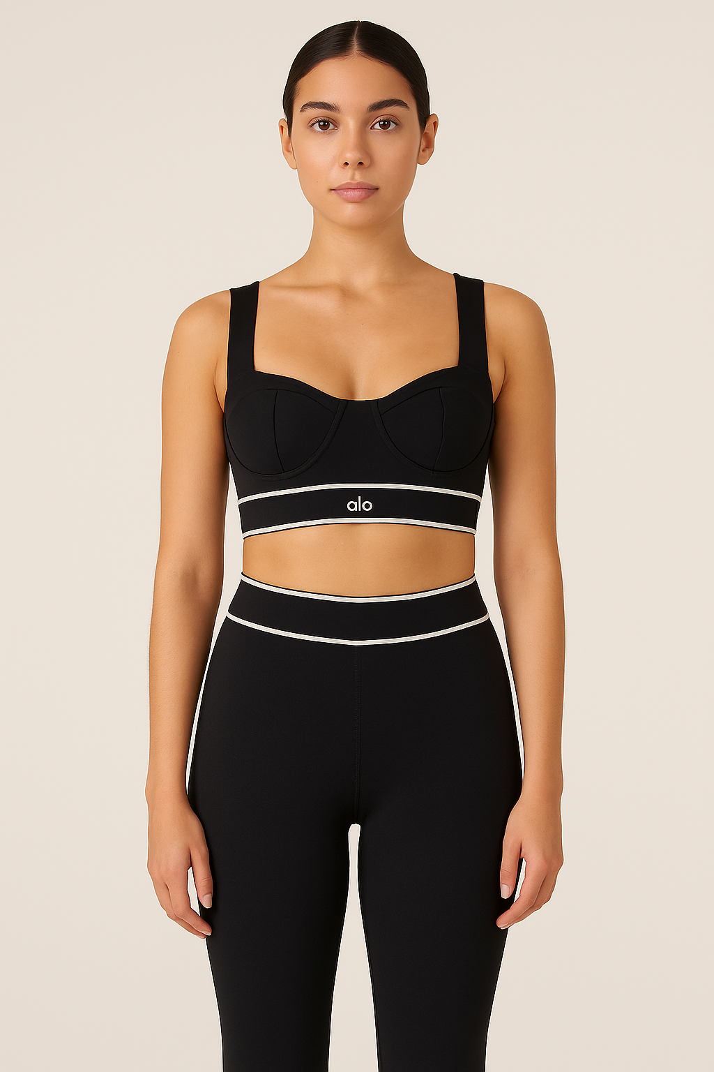 Conjunto Deportivo Negro con Detalles en Blanco