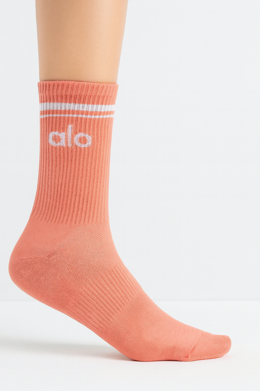 ALO Crew Socks Coral Stripes